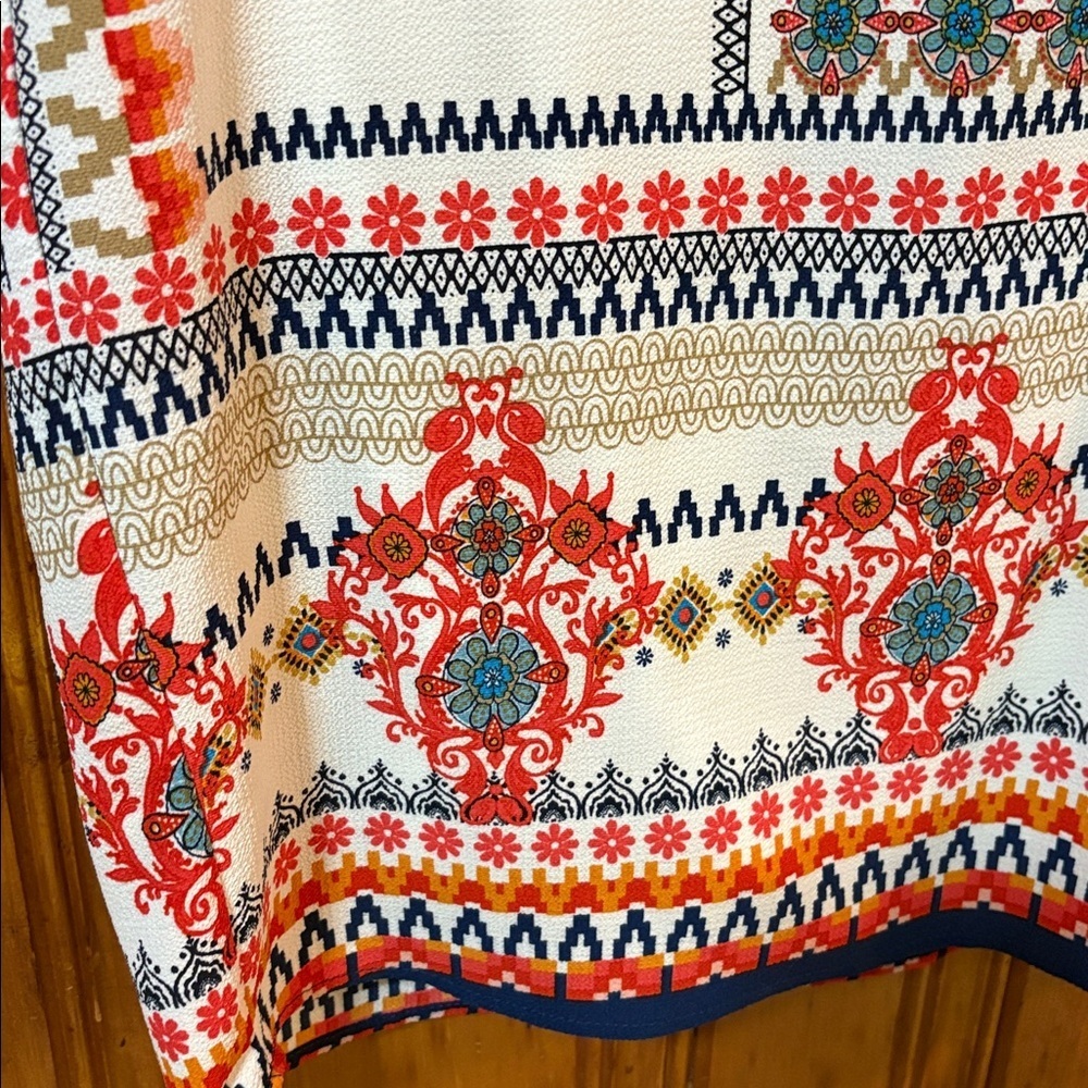 Monteau Multicolor Patterned Dress - Shift Dress - Off the Shoulder - Size Small - Picture 7 of 10